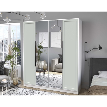 Шкаф распашной Тренд КТ-Ш4 (з) (Белый платинум ЛДСП/ Грэй ЛМДФ) Ш1800 В2128 Г547